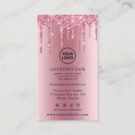 Gebruik uw eigen Logo roze metalen glitter Visitekaartje