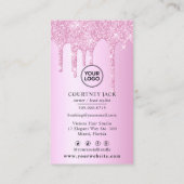Gebruik uw eigen Logo roze metallische glitter Dri Visitekaartje (Achterkant)