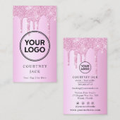 Gebruik uw eigen Logo roze metallische glitter Dri Visitekaartje (Voorkant / Achterkant)