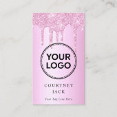 Gebruik uw eigen Logo roze metallische glitter Dri Visitekaartje (Voorkant)