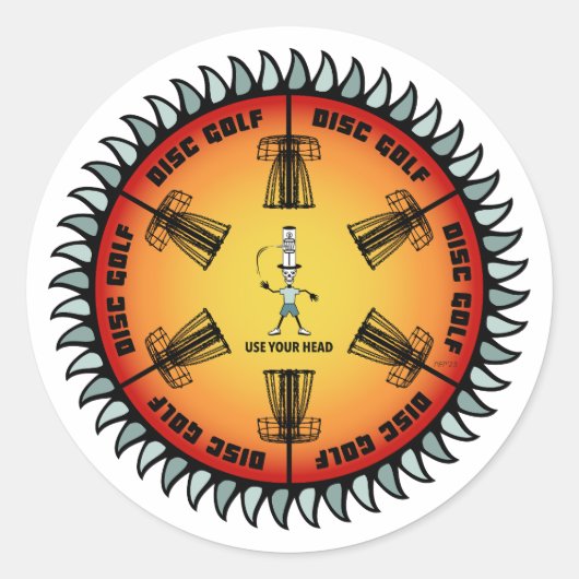 Gebruik uw hoofd 2 ronde sticker (Voorkant)