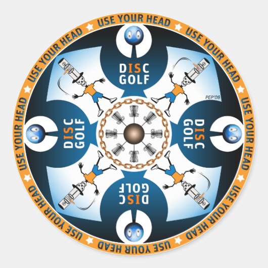 Gebruik uw hoofd ronde sticker (Voorkant)