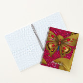 Gebruikelijke naam Bright Red en Gold Butterfly Notitieboek (Binnen)