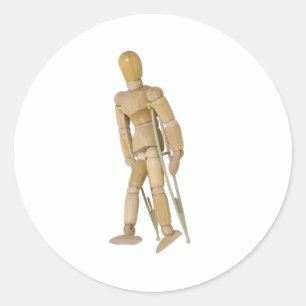 GebruikendCrutches013110 Ronde Sticker