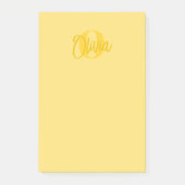 Gebruiker Cool Monochrome Geel Trendy Script Monog Post-it® Notes (Voorkant)