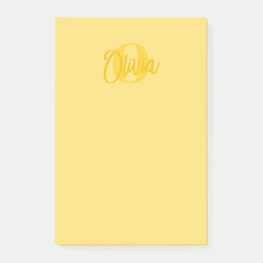 Gebruiker Cool Monochrome Geel Trendy Script Monog Post-it® Notes (Voorkant)