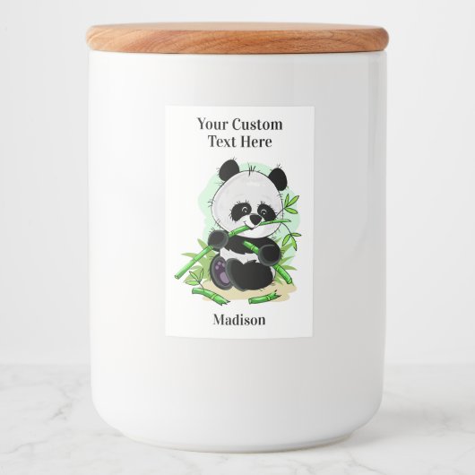 Gebruikersnaam Cute Panda Voedselcontainer Etiket (Voorkant)