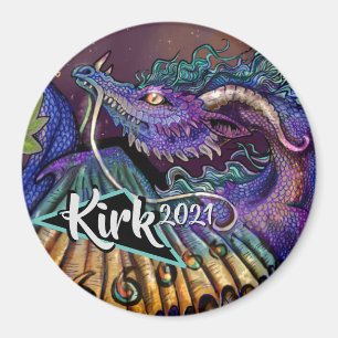 Gebruikersnaam en jaar Floral Dragon Magneet