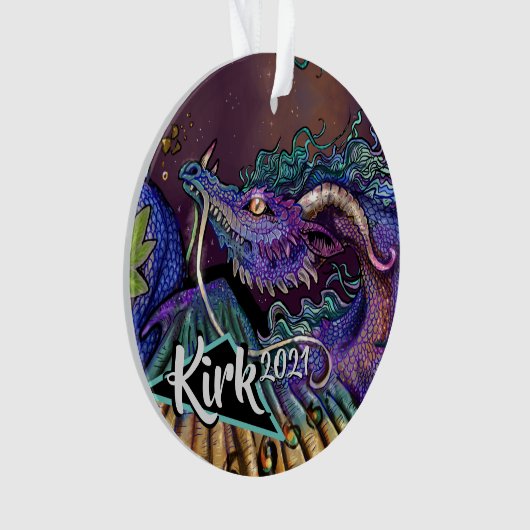 Gebruikersnaam en jaar Floral Dragon Ornament (voorkant)