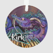 Gebruikersnaam en jaar Floral Dragon Ornament (achterkant)