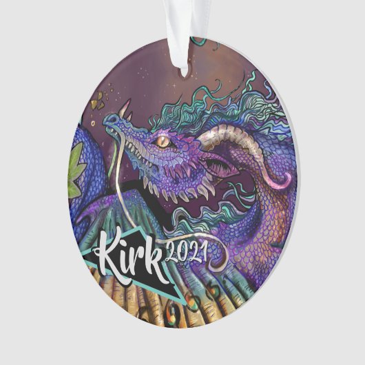 Gebruikersnaam en jaar Floral Dragon Ornament (voorkant)