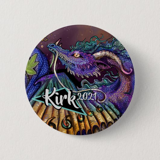 Gebruikersnaam en jaar Floral Dragon Ronde Button 5,7 Cm (Voorkant)
