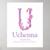 Gebruikersnaam Orchid Letter U Uchenna Poster (Voorkant)