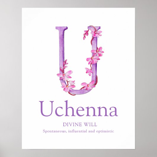 Gebruikersnaam Orchid Letter U Uchenna Poster (Voorkant)