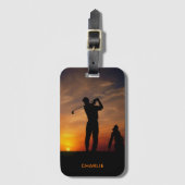 Gebruikersnaam Sunset Golfer Bagagelabel (Voorkant (verticaal))