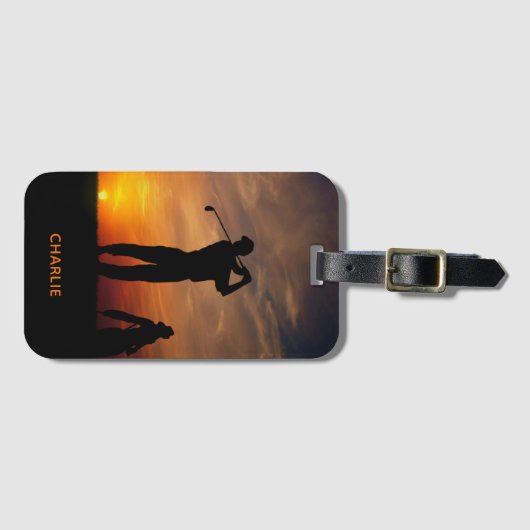 Gebruikersnaam Sunset Golfer Bagagelabel (Voorkant (horizontaal))