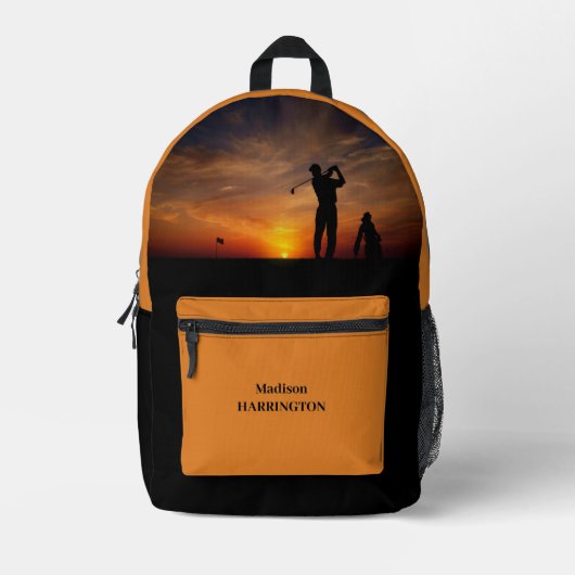 Gebruikersnaam Sunset Golfer Bedrukte Rugzak (Voorkant)
