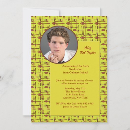 Gebruiksvoorwerpen Foto Culinaire School Afstudere Kaart (Voorkant)