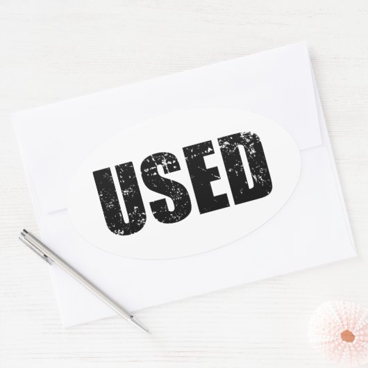 GEBRUIKT OVALE STICKER (Envelop)