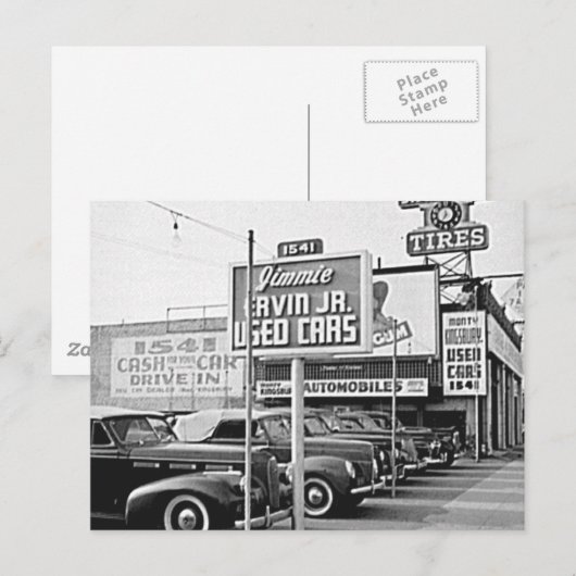 Gebruikte auto Lot  Hollywood California Briefkaart (Voorkant / Achterkant)