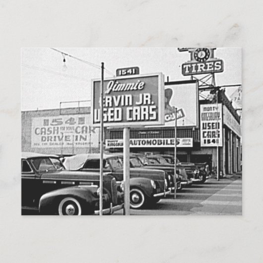 Gebruikte auto Lot Hollywood California Briefkaart (Voorkant)