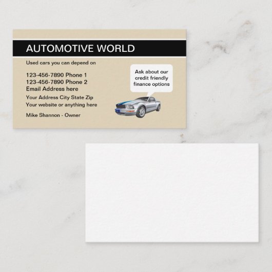 Gebruikte autodealer visitekaartje (Voorkant / Achterkant)