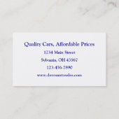 Gebruikte autodealer visitekaartje (Achterkant)