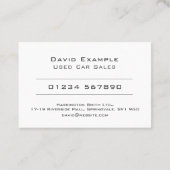 Gebruikte autoverkoop met foto van houder visitekaartje (Achterkant)