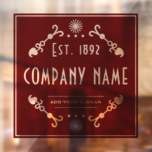 Gebruikte bedrijfsnaam, decoratief raamsticker