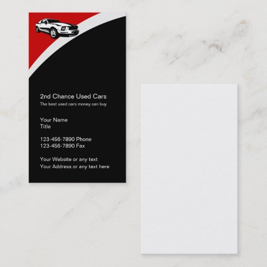 Gebruikte kaarten voor bedrijfsprofiel van autohan visitekaartje (Voorkant / Achterkant)