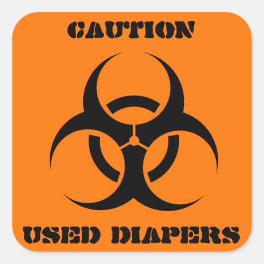 Gebruikte Luiers biohazard vierkant sinaasappel Vierkante Sticker (Voorkant)
