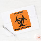 Gebruikte Luiers biohazard vierkant sinaasappel Vierkante Sticker (Envelop)