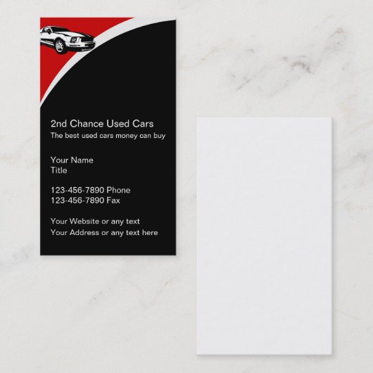 Gebruikte Visitekaartjes voor autoverkoop (Voorkant / Achterkant)