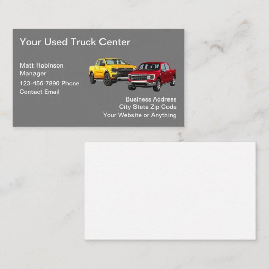 Gebruikte Vrachtwagen Verkoop Automobiel Visitekaartje (Voorkant / Achterkant)