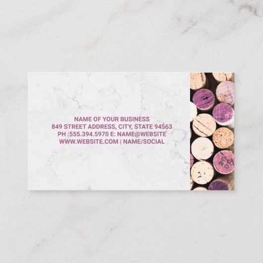 Gebruikte wijnkurken | hoogste Uitzicht Visitekaartje (Achterkant)