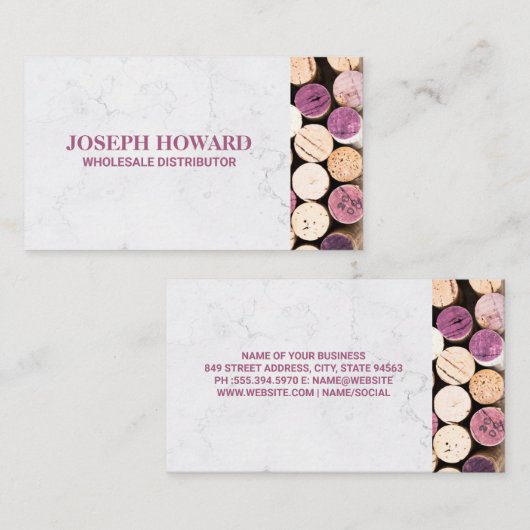 Gebruikte wijnkurken | hoogste Uitzicht Visitekaartje (Voorkant / Achterkant)