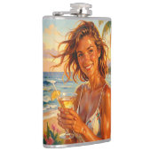 Gebruind en Tipsy Feest Sfeer Strand Glow Kunst Heupfles (Rechts)