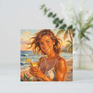 Gebruind en Tipsy Feest Sfeer Strand Glow Kunst Kaart