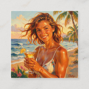 Gebruind en Tipsy Feest Sfeer Strand Glow Kunst Vierkante Visitekaartje