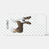 Gebruinde Boston Terrier Cartoon Hond & Aangepaste Case-Mate iPhone Case (Achterkant (horizontaal))