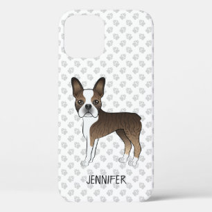 Gebruinde Boston Terrier Cartoon Hond & Aangepaste Case-Mate iPhone Case
