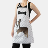 Gebruinde Boston Terrier Cartoon Hond & Aangepaste Schort (Insitu)