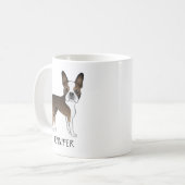 Gebruinde Boston Terrier Mopshond & Naam Koffiemok (Voorkant links)