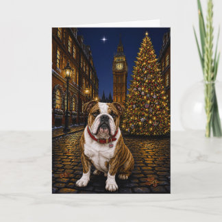 Gebruinde Bulldog Vakantie Feestdagen Kaart