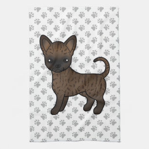 Gebruinde Chihuahua met gladde vacht Cartoon Hond Theedoek