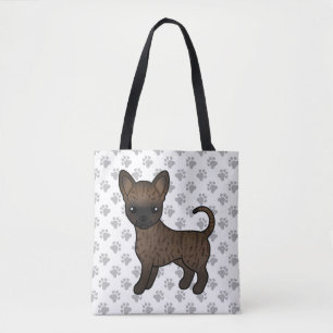 Gebruinde Chihuahua met gladde vacht Cartoon Hond Tote Bag