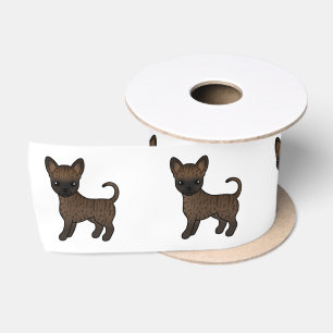 Gebruinde Chihuahua met gladde vacht Cute Cartoon Satijnen Lint