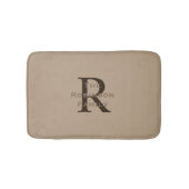 Gebruinde en bruine naam met monogram badmat (Voorkant)