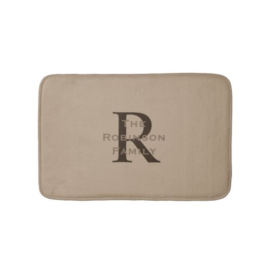 Gebruinde en bruine naam met monogram badmat (Voorkant)