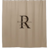 Gebruinde en bruine naam met monogram  douchegordijn (Voorkant)